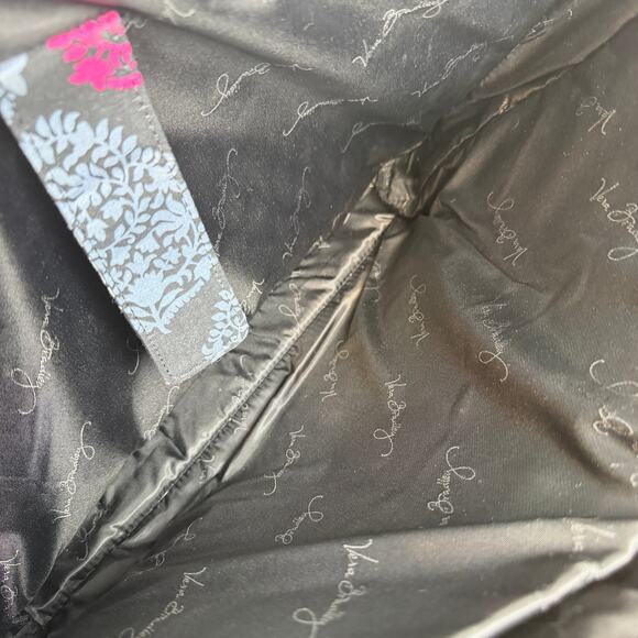 Vera Bradley Quilted Messenger Bag Black Pink Gray Floral Adjustable Strap - Picture 5 of 9